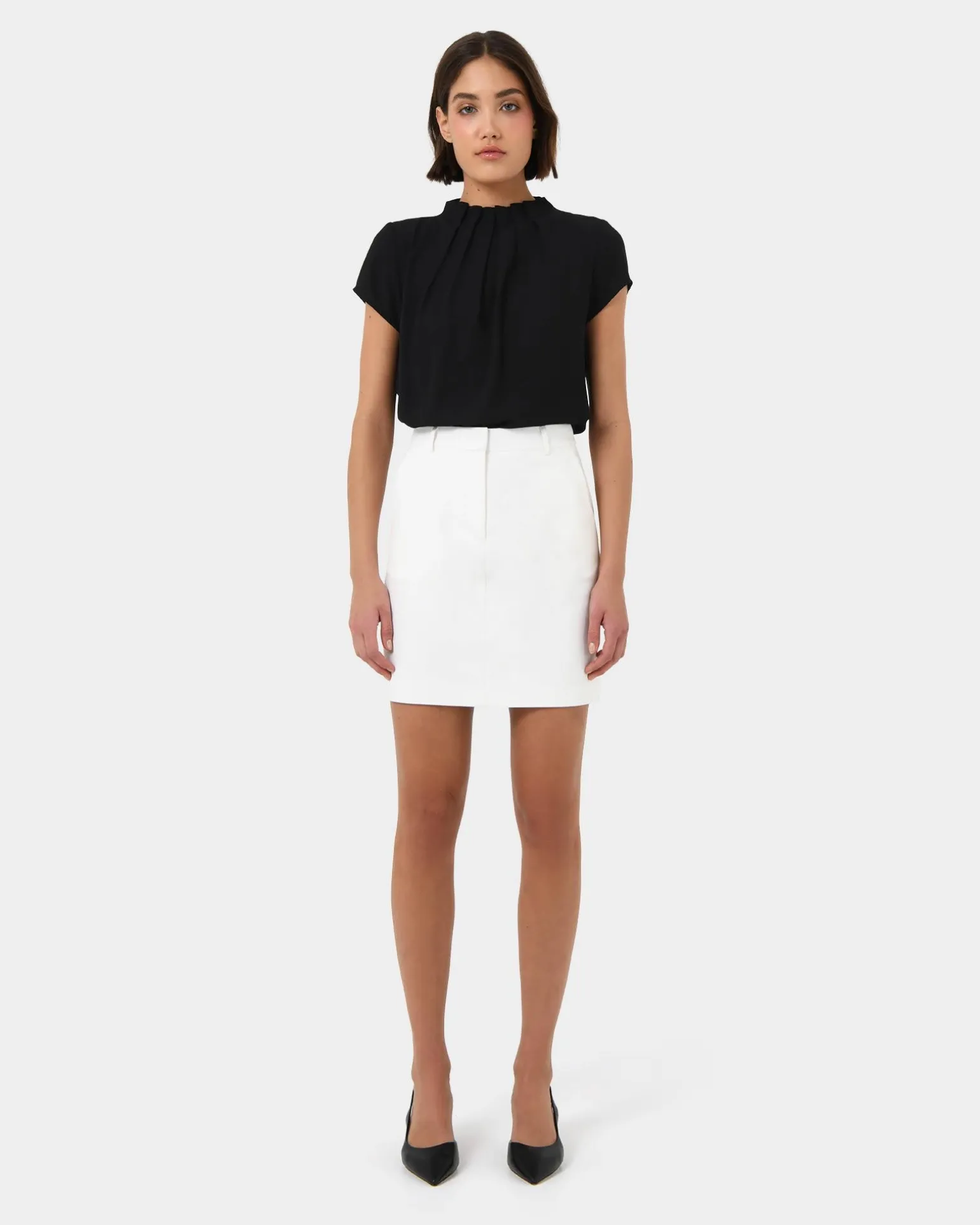 Olivia Pleated High Neck Top