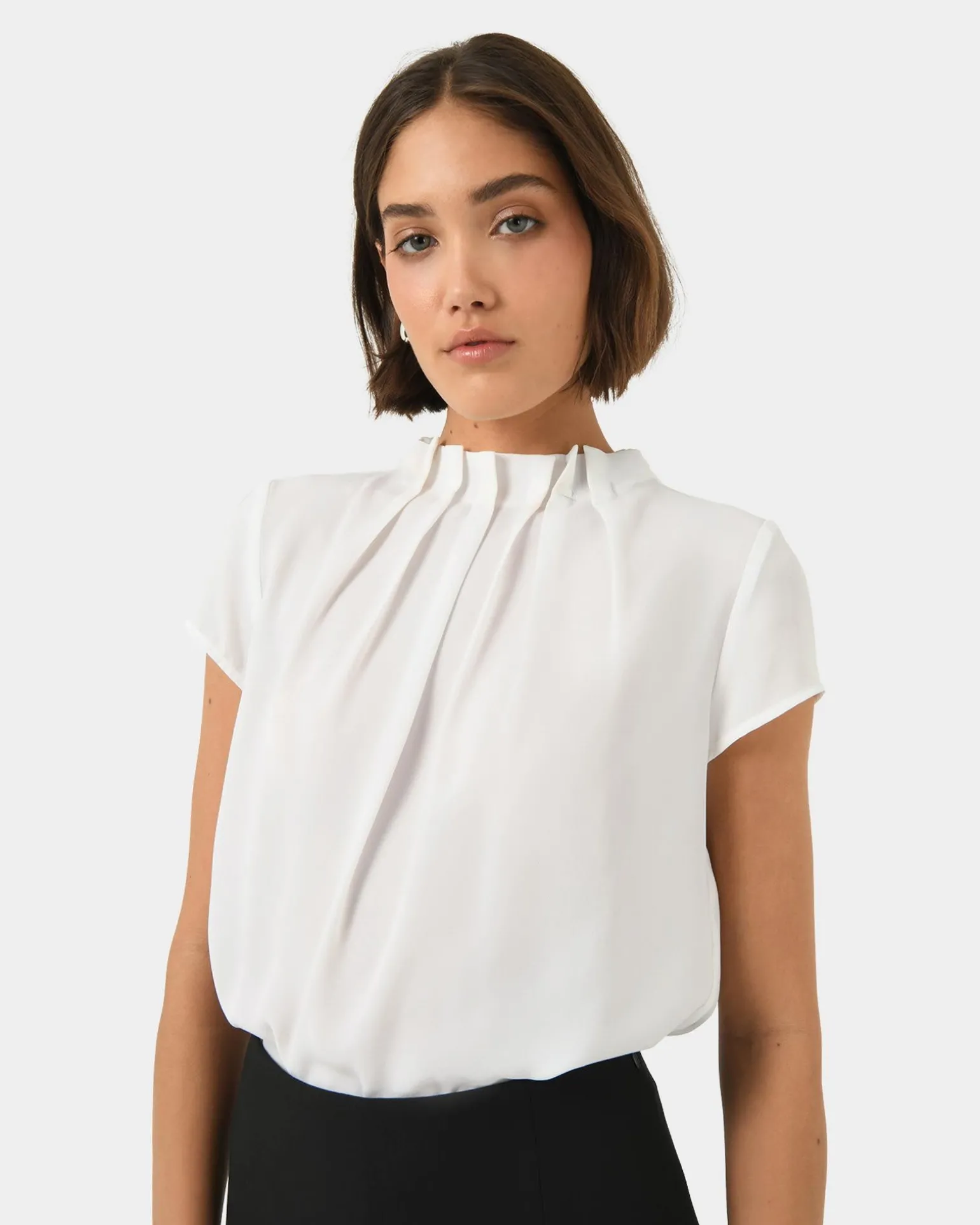 Olivia Pleated High Neck Top