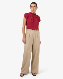 Olivia Pleated High Neck Top