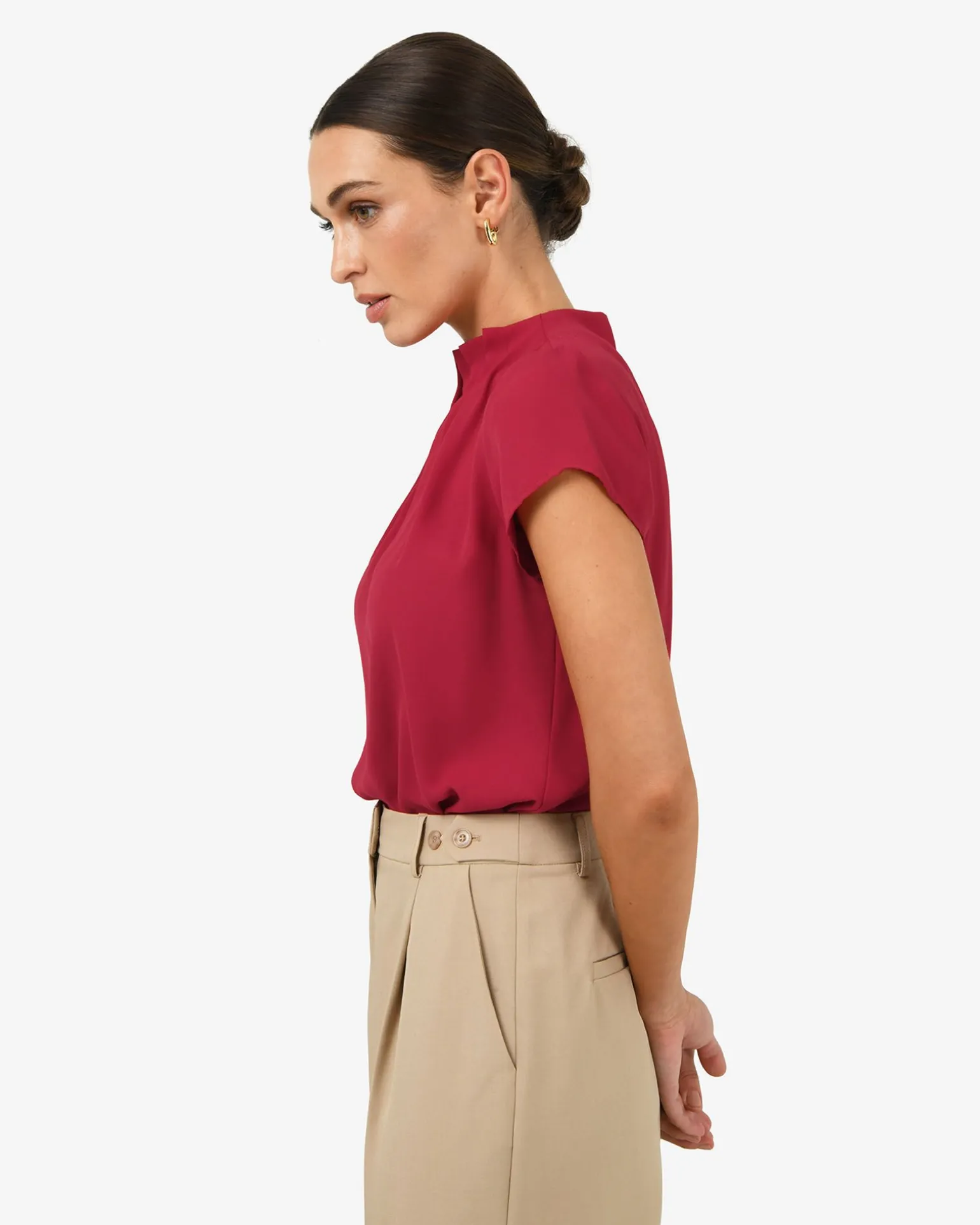 Olivia Pleated High Neck Top