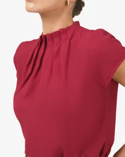 Olivia Pleated High Neck Top