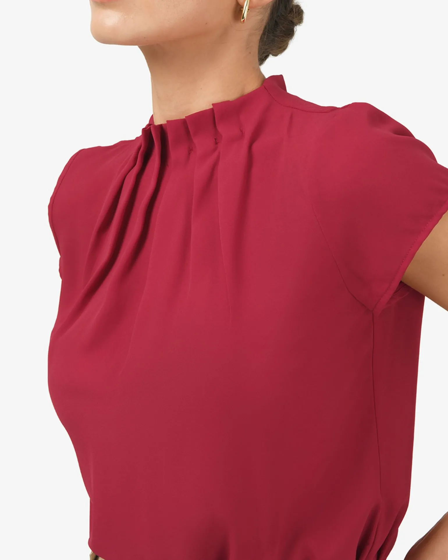 Olivia Pleated High Neck Top