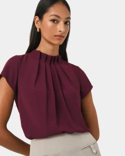 Olivia Pleated High Neck Top