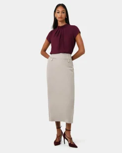 Olivia Pleated High Neck Top