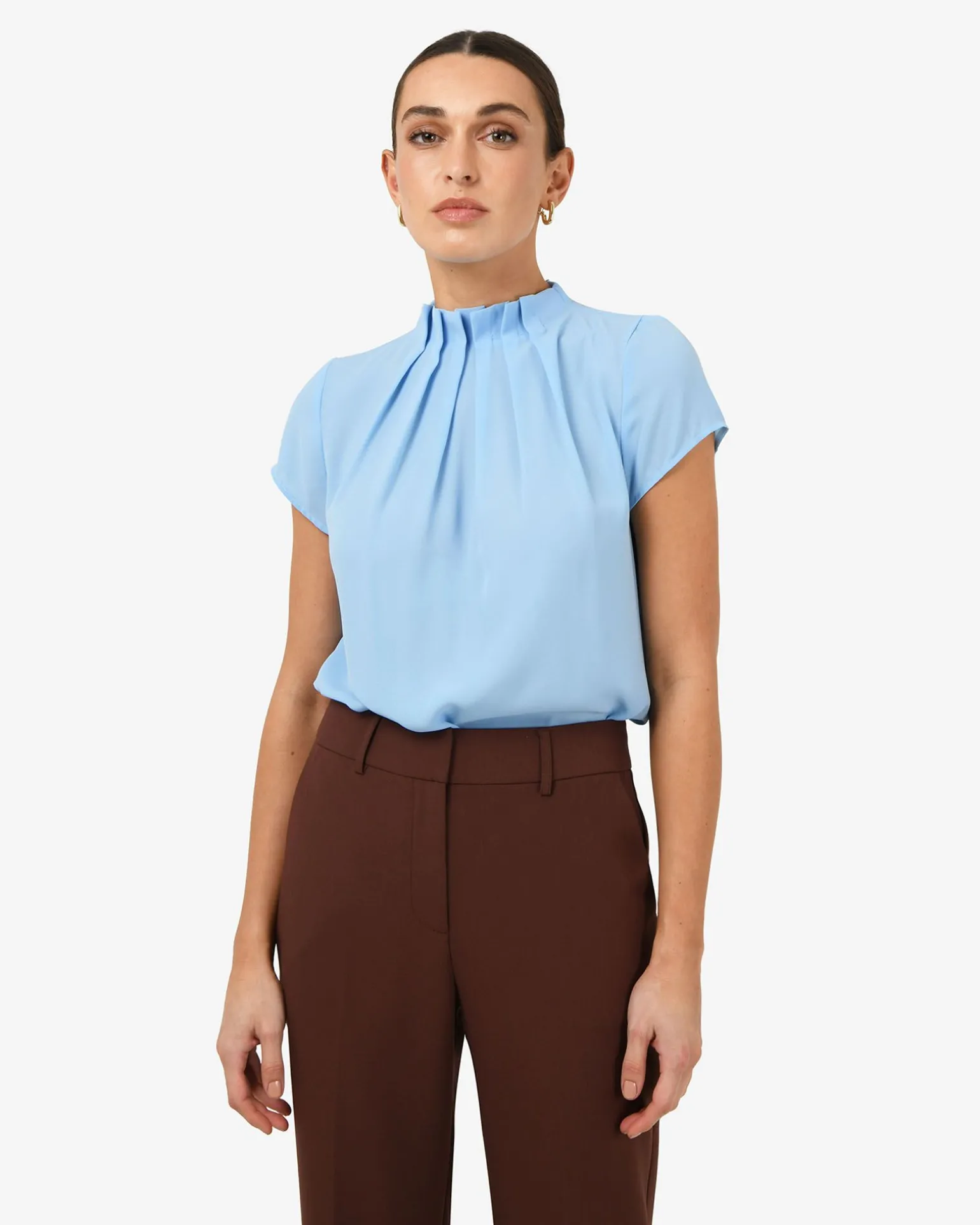 Olivia Pleated High Neck Top