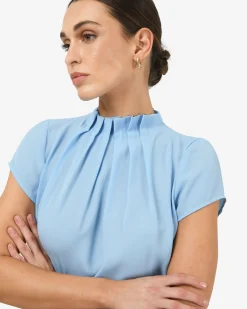 Olivia Pleated High Neck Top