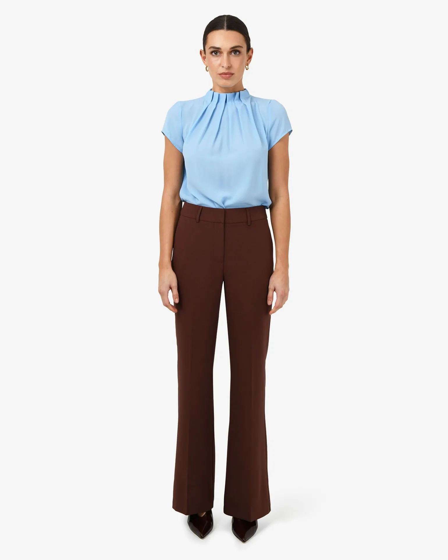 Olivia Pleated High Neck Top
