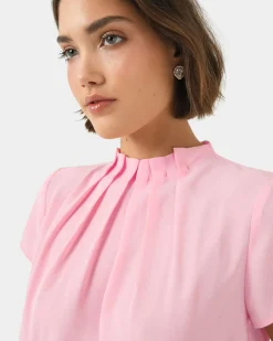 Olivia Pleated High Neck Top