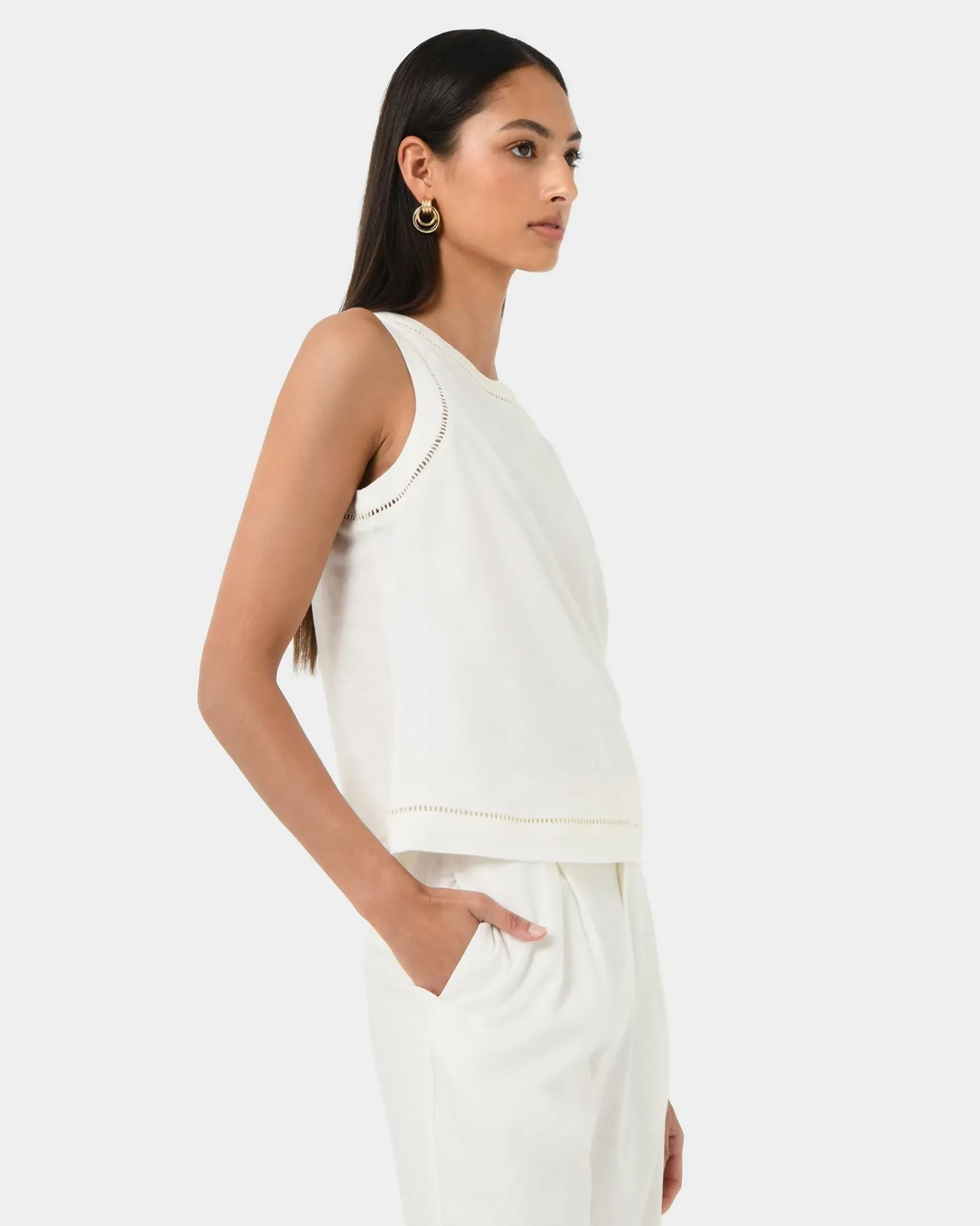 Perry Linen Embroidery Top