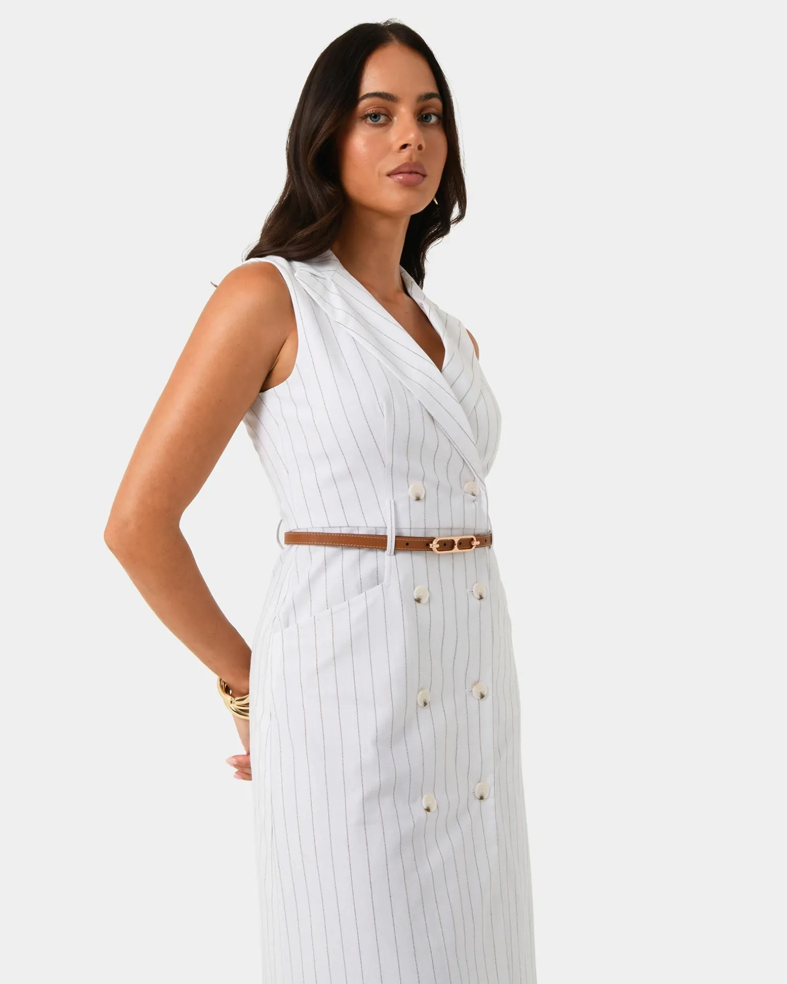 Ria Stripe Cotton Blend Dress