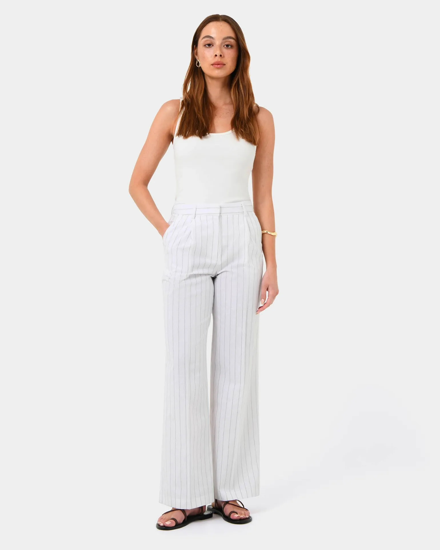 Ria Stripe Cotton Blend Pants