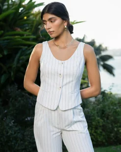 Ria Stripe Cotton Blend Vest