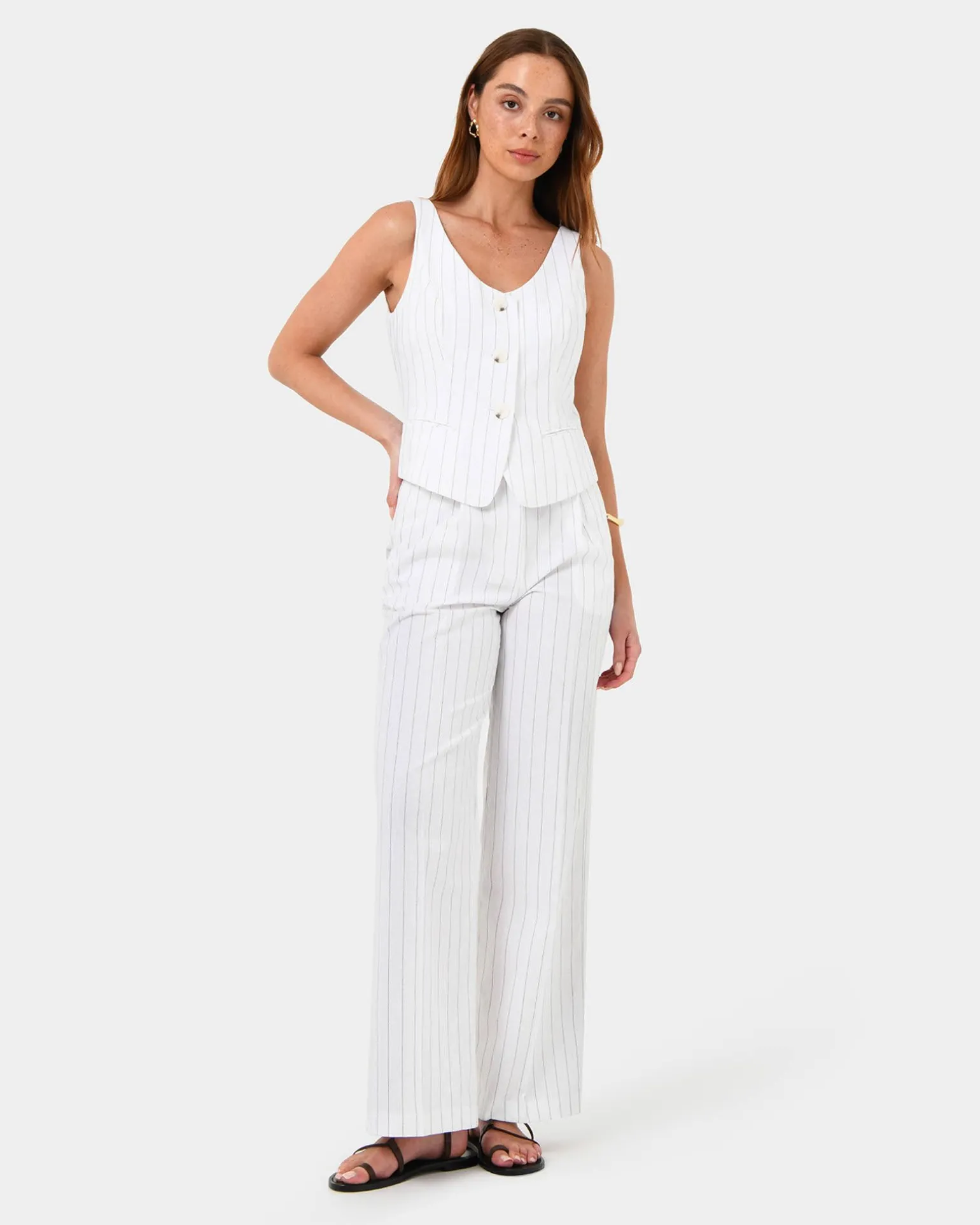 Ria Stripe Cotton Blend Vest