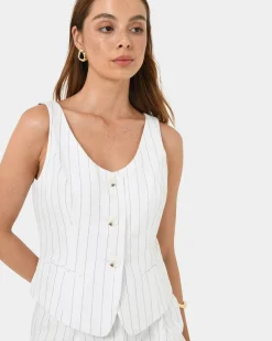 Ria Stripe Cotton Blend Vest