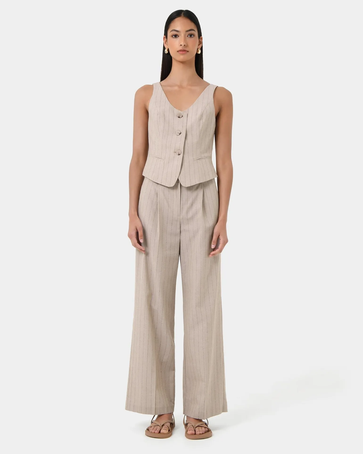 Ria Stripe Cotton Blend Vest