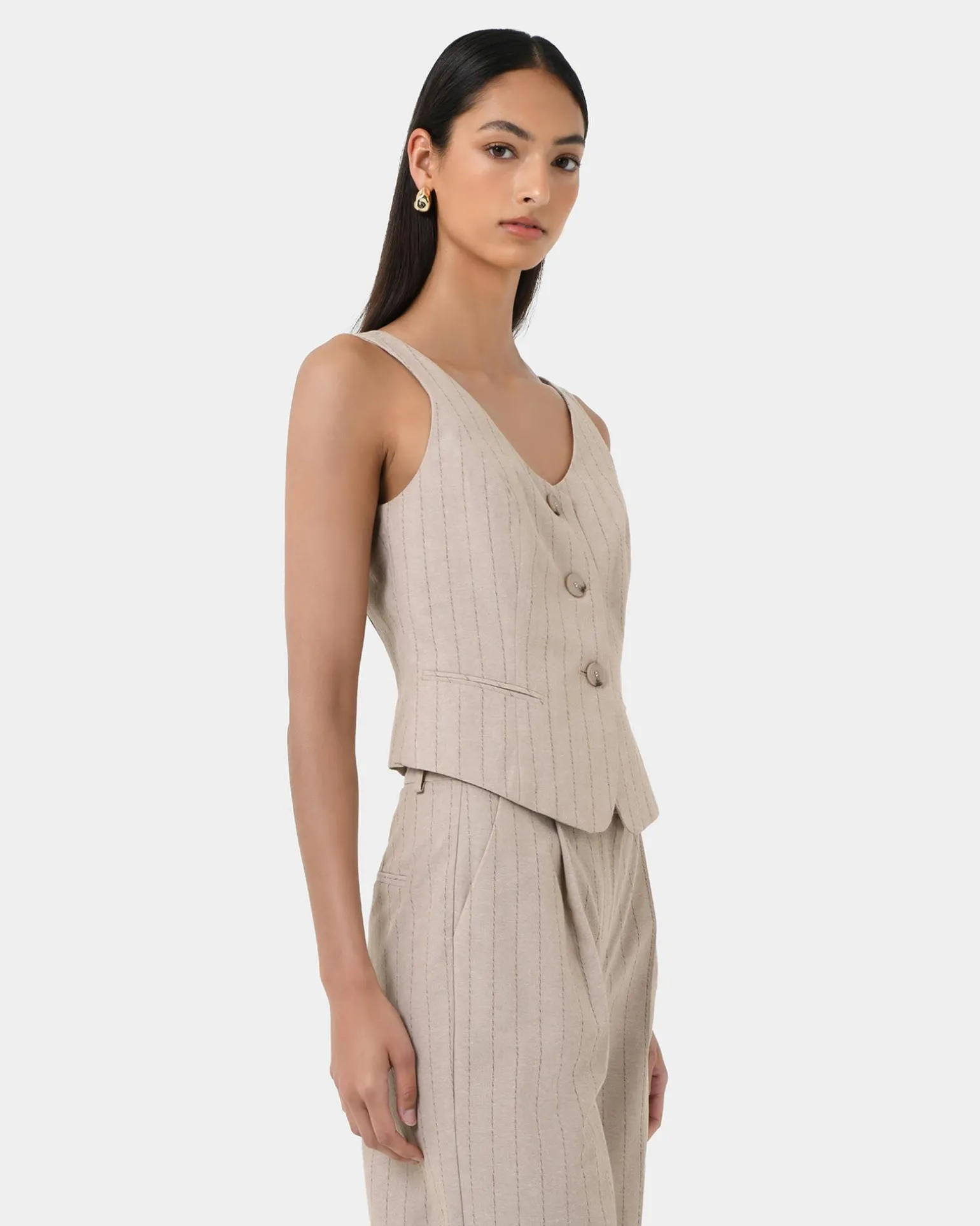 Ria Stripe Cotton Blend Vest
