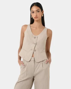Ria Stripe Cotton Blend Vest