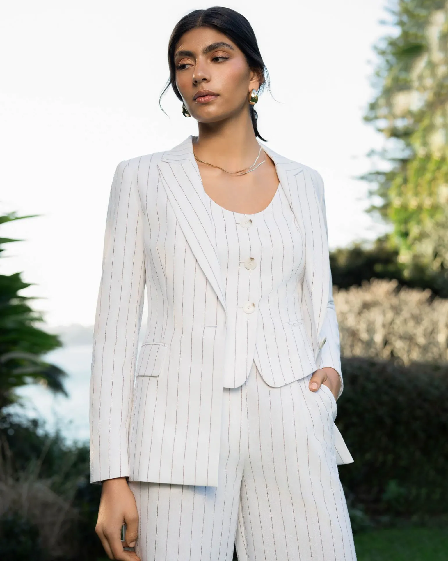 Ria Stripe Cotton Jacket