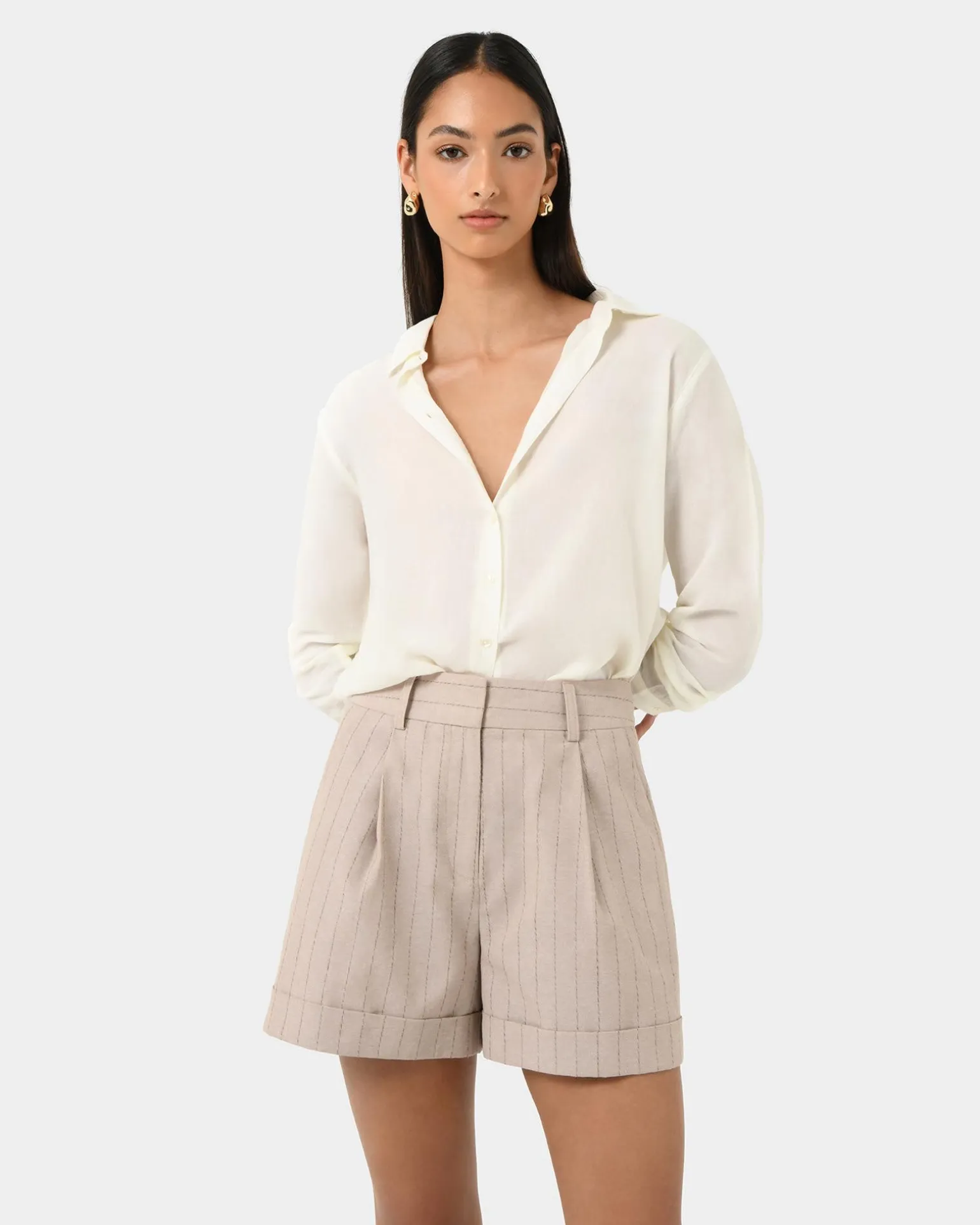 Ria Stripe Cotton Shorts