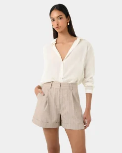 Ria Stripe Cotton Shorts