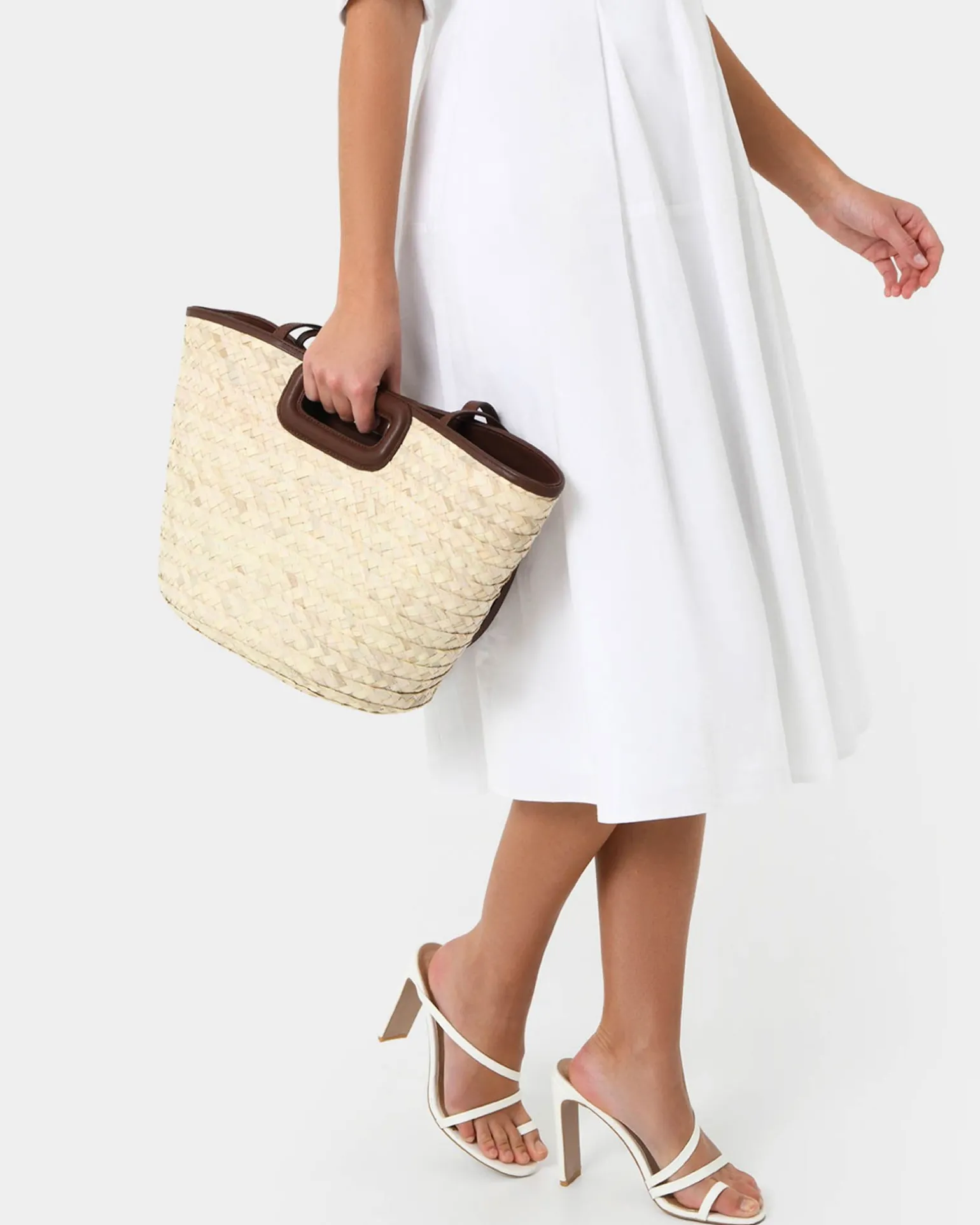 Rome Leather Palm Leaf Bag L