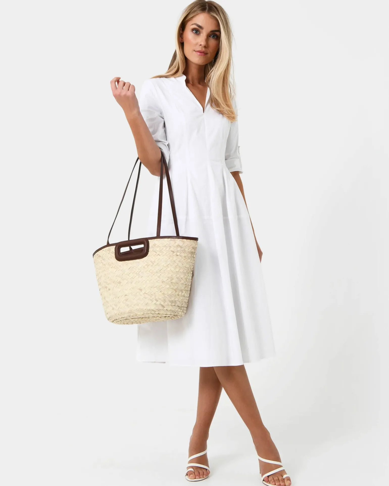 Rome Leather Palm Leaf Bag L