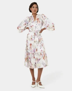 Rosy Floral Tiered Dress