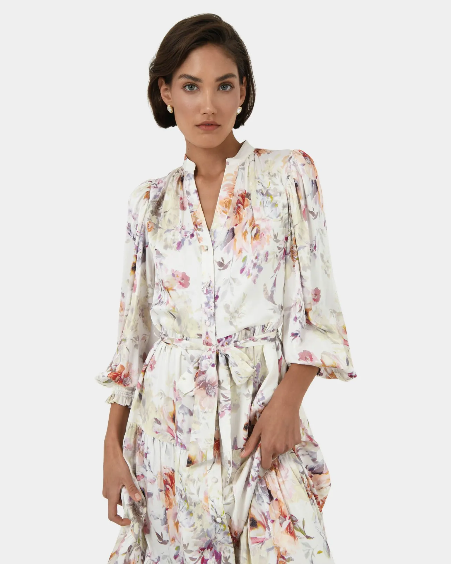 Rosy Floral Tiered Dress
