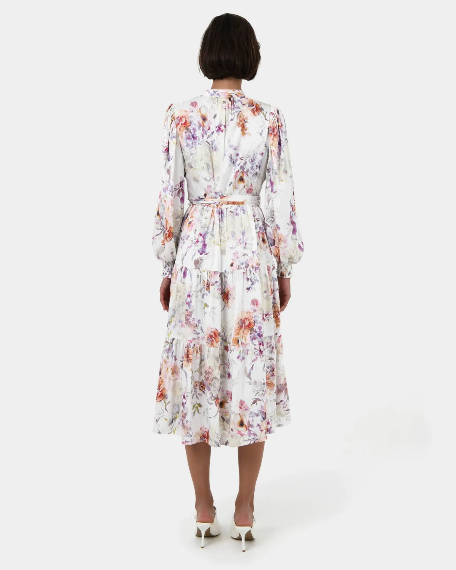 Rosy Floral Tiered Dress