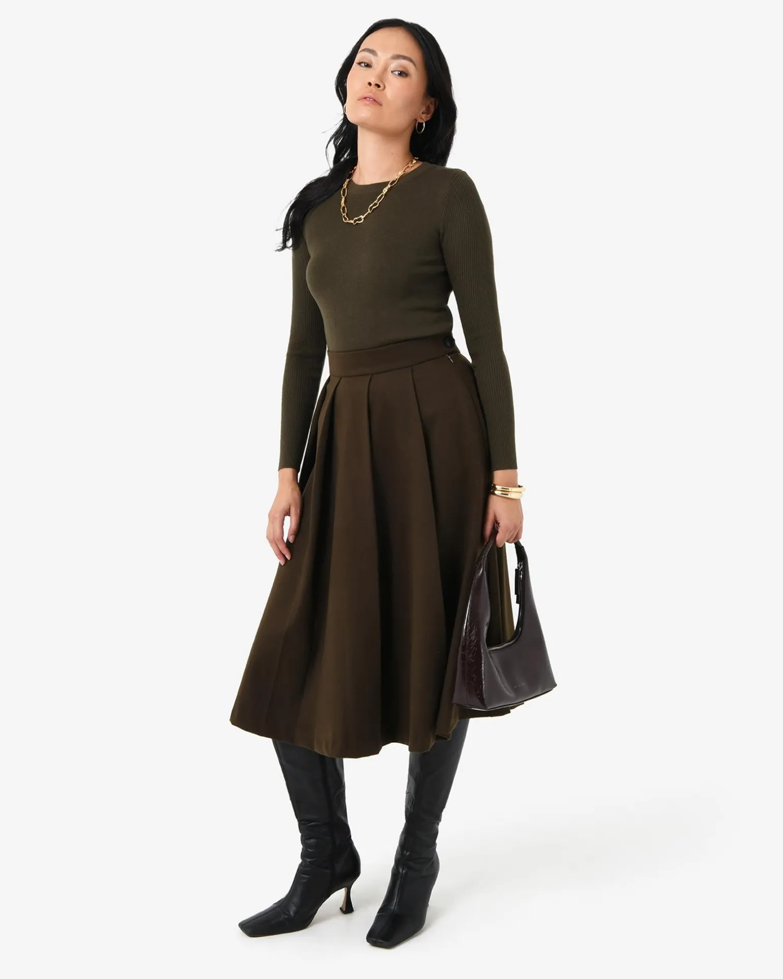Ryan Pleated Midi Skirt