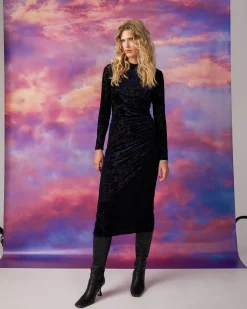 Sapphire Velvet Burnout Dress