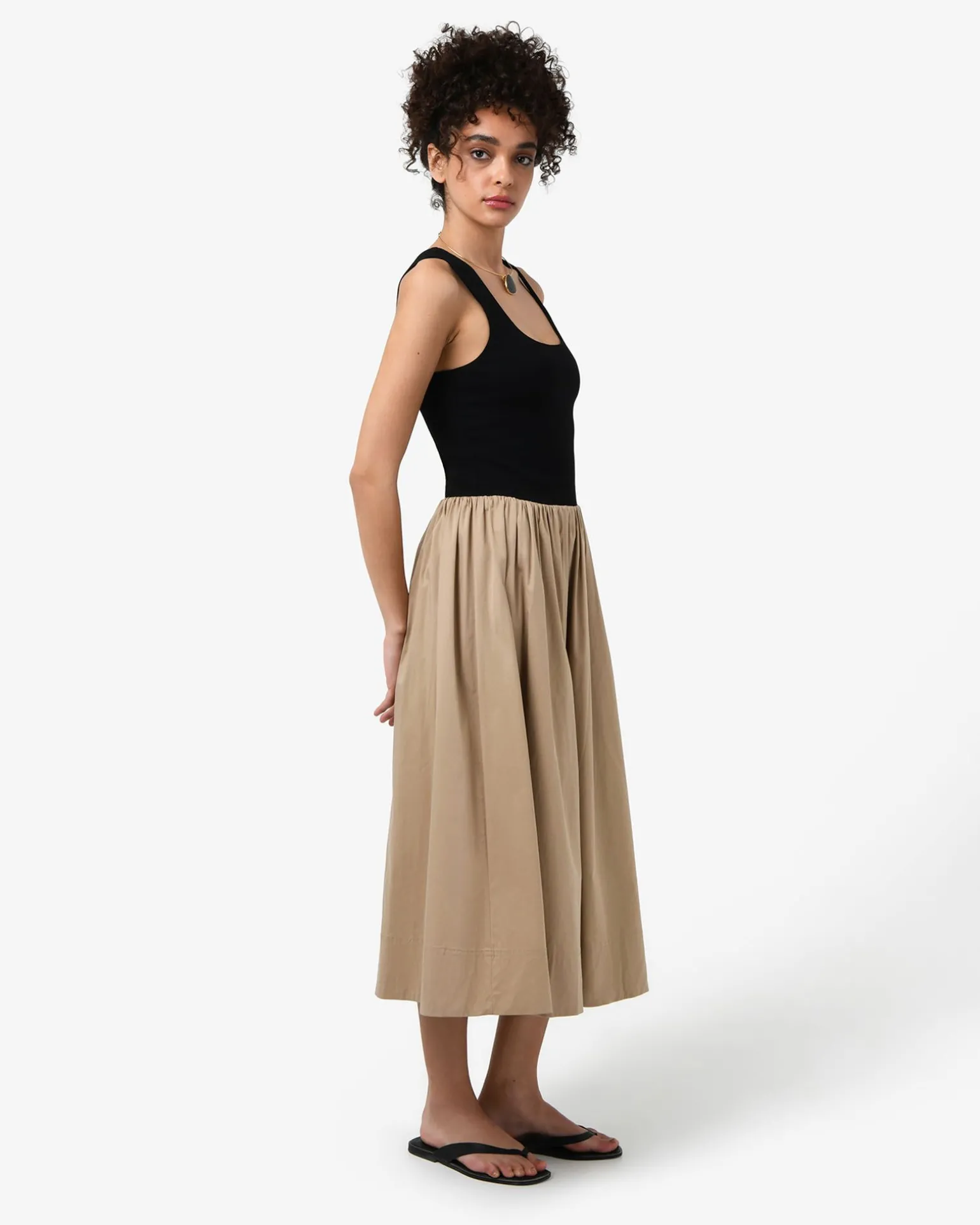 Soho Cotton & Knit Midi Dress