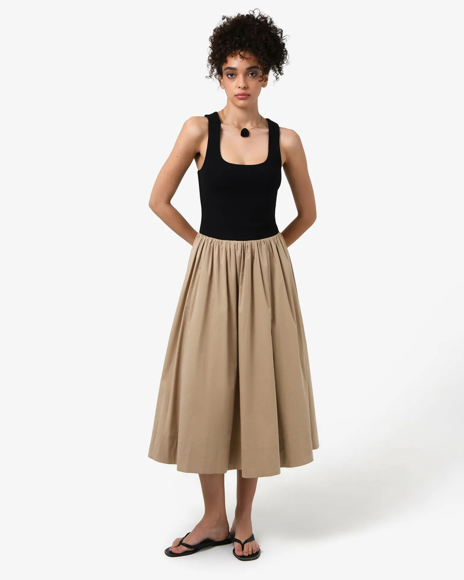 Soho Cotton & Knit Midi Dress
