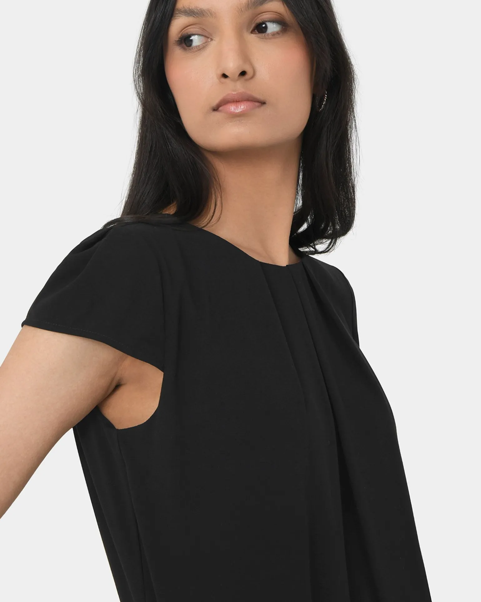 Tamera Pleated Round Neck Top