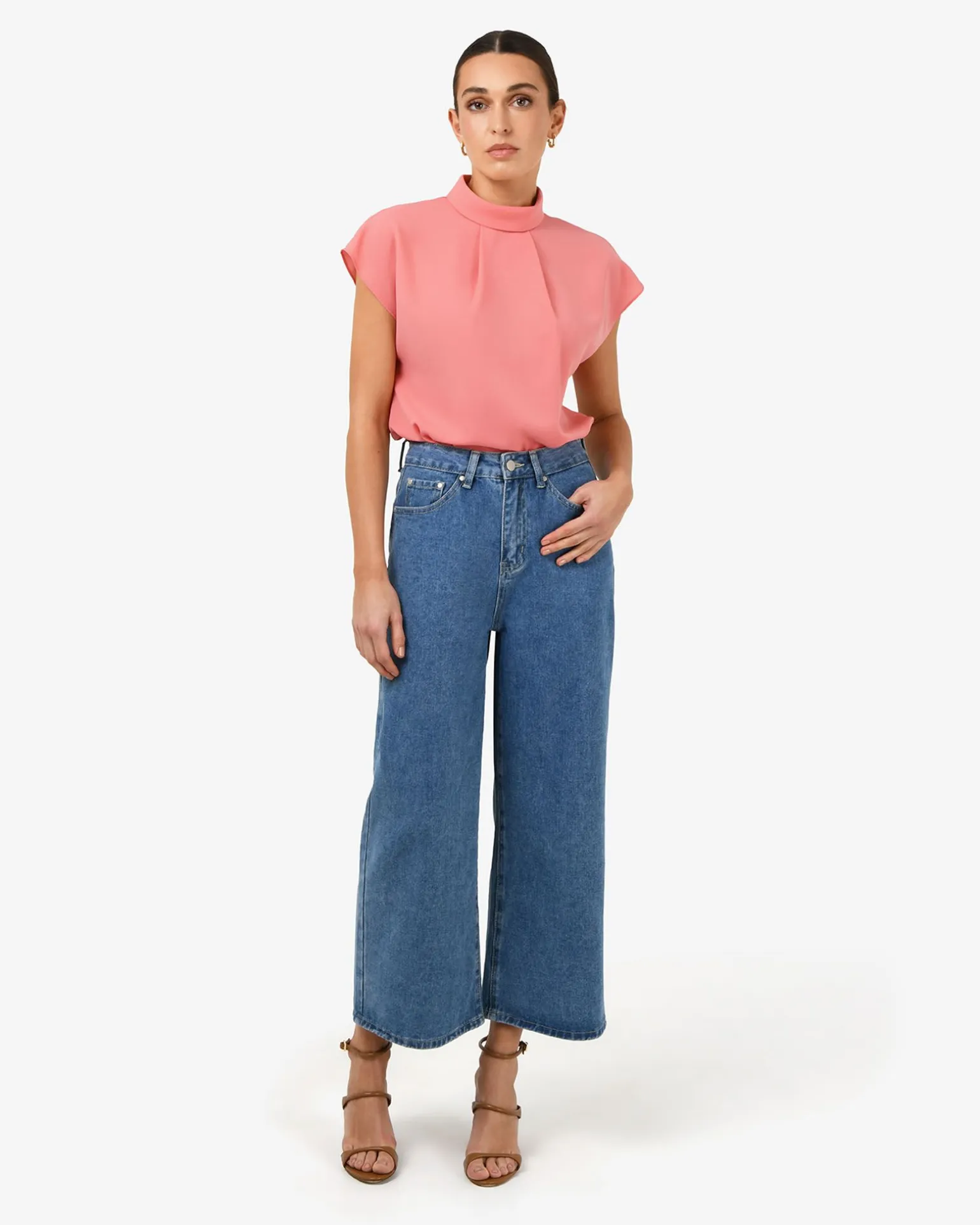 Tiara High Neck Shell Top