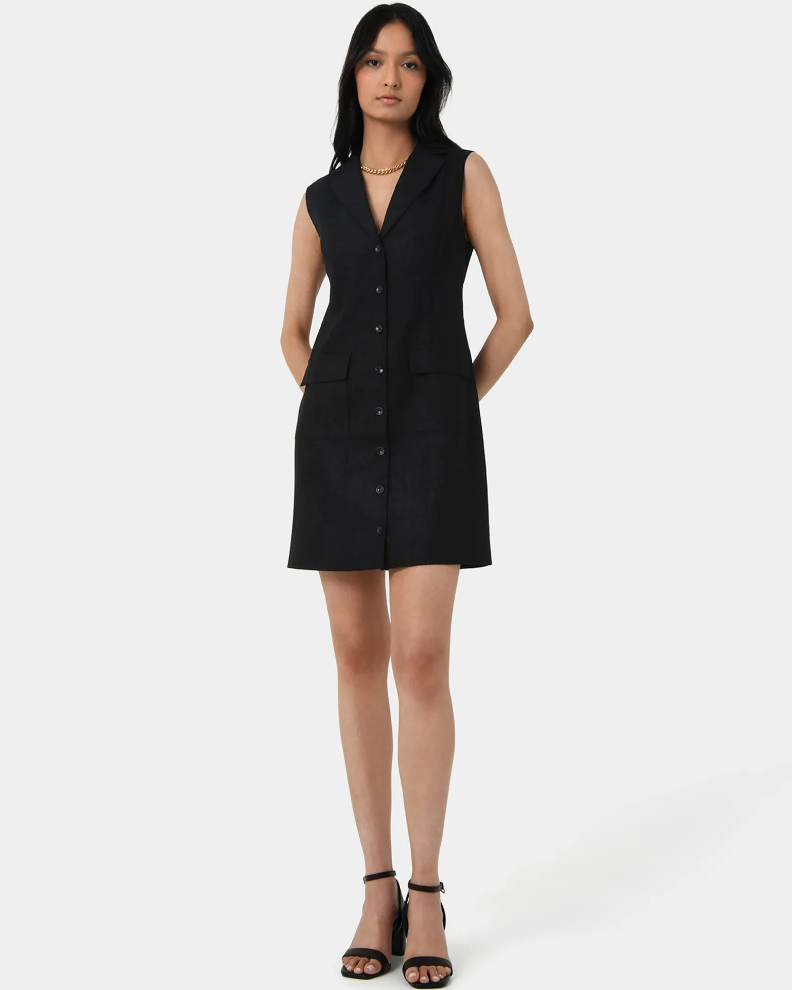 Valeria Buttoned Linen Dress