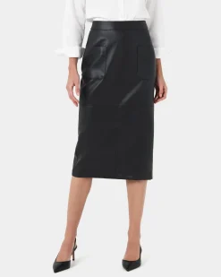 Vera Faux Leather Midi Skirt