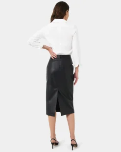 Vera Faux Leather Midi Skirt